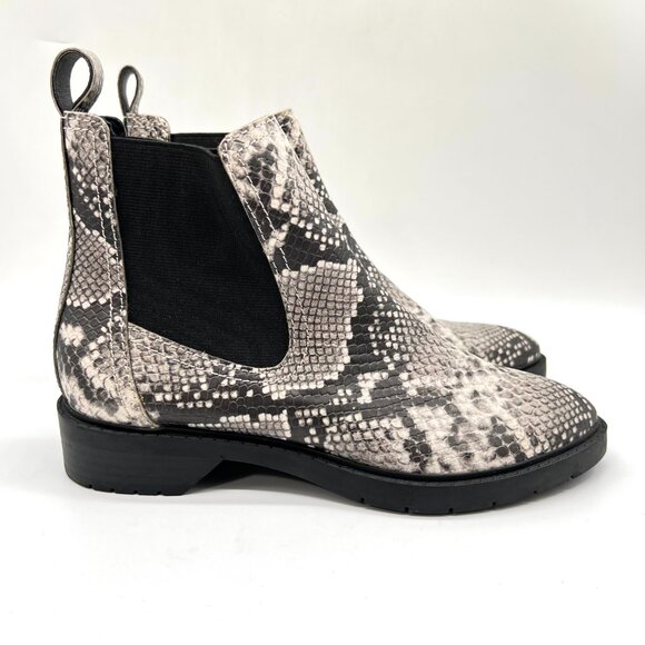 Treasure And Bond Womens 6M Black White Snakeskin Ankle Boots Booties Shoes - Picture 1 of 13